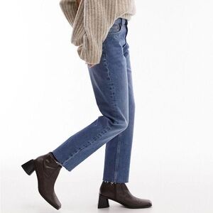 Topshop Raw Hem Crop Straight Leg Jeans